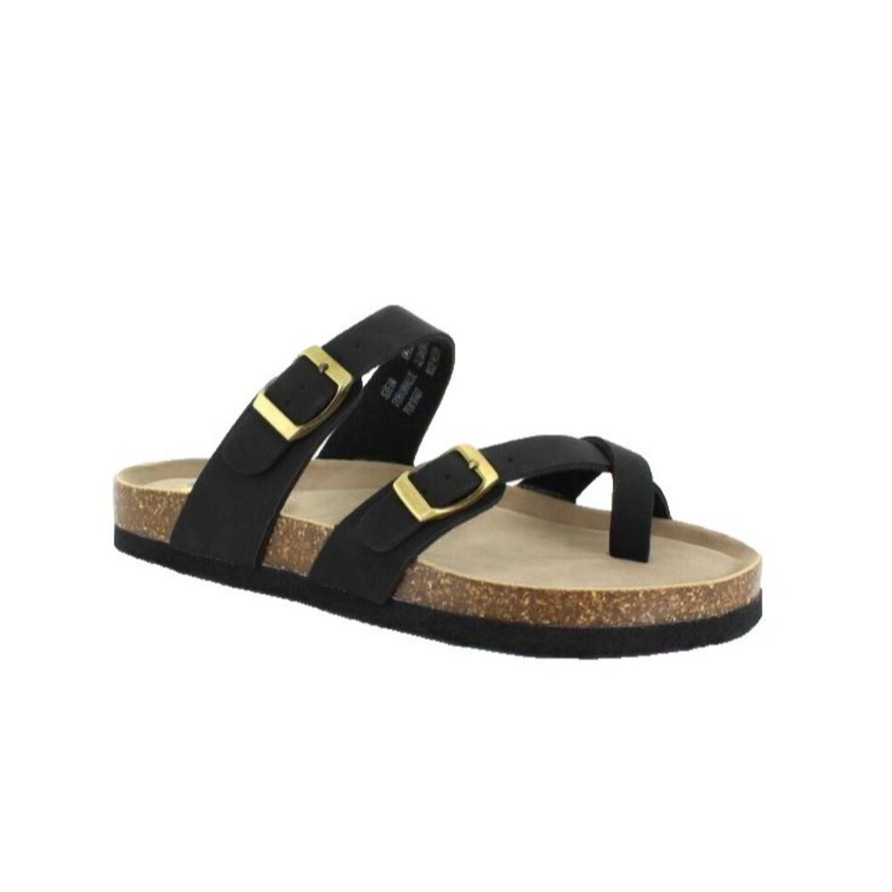 Maui Island Hallie Sandals Black Women’s 10M Cork Footbed Double Buckle